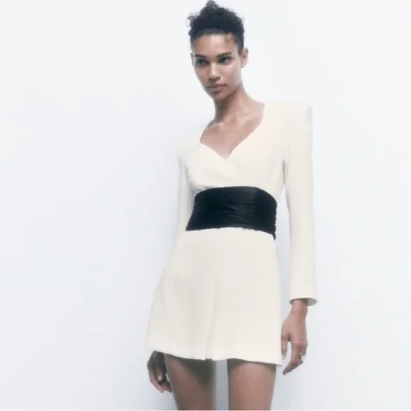 ZARA CONTRAST BOW JUMPSUIT - Picture 4 of 14